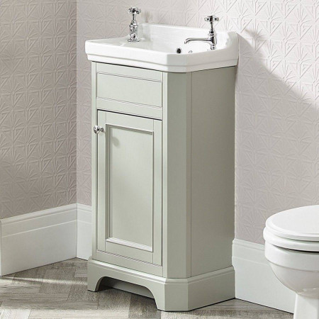 VT50FPG/DB850CLS Tavistock Vitoria 500mm Cloakroom Unit in Pebble Grey with Basin Lifestyle