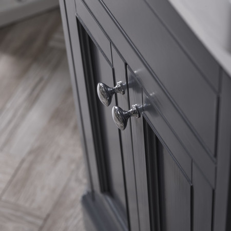 VT60FDGM Tavistock Vitoria 600mm Freestanding Unit in Matt Dark Grey with Basin and Black Handles