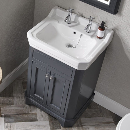 VT60FDGM Tavistock Vitoria 600mm Freestanding Unit in Matt Dark Grey with Basin Bathroom Setting