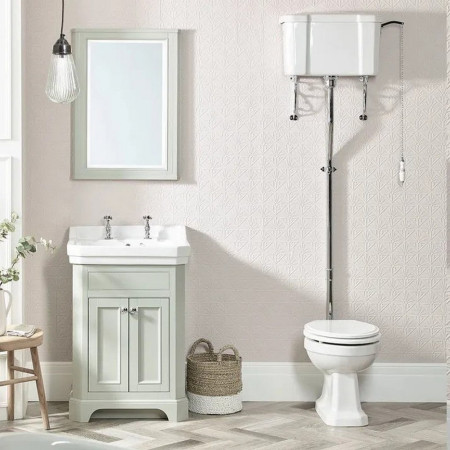 Tavistock Vitoria 600mm Freestanding Unit in Pebble Grey with Basin Lifestyle