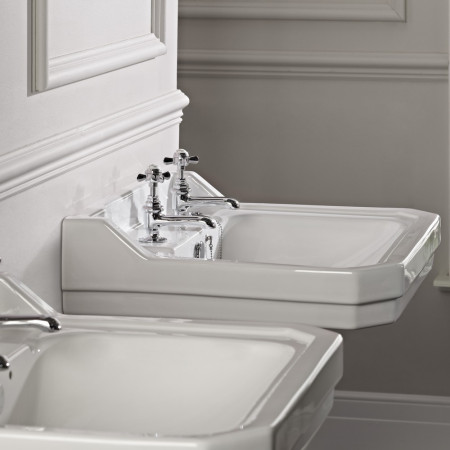 DB850S/PE850S Tavistock Vitoria 605mm 2 Tap Hole Basin and Pedestal with Chrome Taps