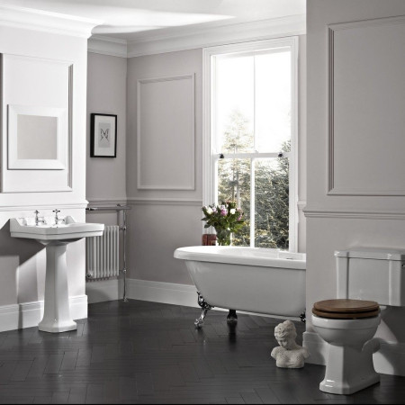 DB850S/PE850S Tavistock Vitoria 605mm 2 Tap Hole Basin and Pedestal Bathroom Setting
