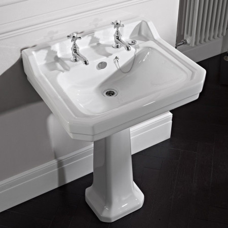 DB850S/PE850S Tavistock Vitoria 605mm 2 Tap Hole Basin and Pedestal Lifestyle