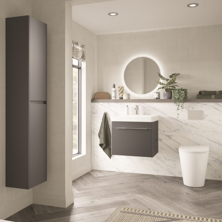 VACRTAG Vantara Cruise 300mm Wall Hung Tall Unit in Anthracite Grey Lifestyle