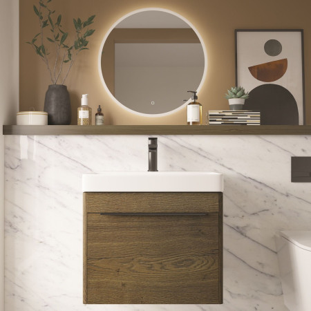 VACR60TO Vantara Cruise 600mm Wall Hung Vanity Unit and Basin in Tobacco Oak Lifestyle