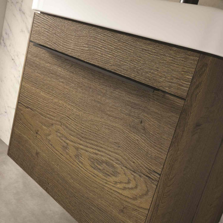 VACR60TO Vantara Cruise 600mm Wall Hung Vanity Unit and Basin in Tobacco Oak Drawer Close Up