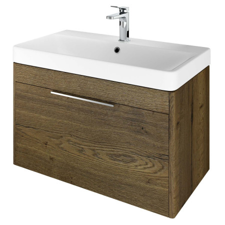 Vantara Cruise 800mm Wall Hung Vanity Unit and Basin in Tobacco Oak