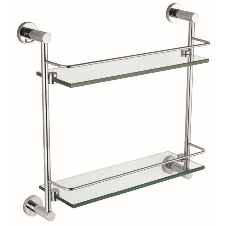 Vantara Spark Double Bathroom Glass Shelf in Chrome