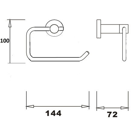 VASPK1BR Vantara Spark Toilet Roll Holder in Brushed Brass Line Drawing