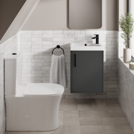 VAACTCU45DG Vantara Active 465mm Wall Hung Cloakroom Vanity Unit and Basin in Dark Grey Lifestyle