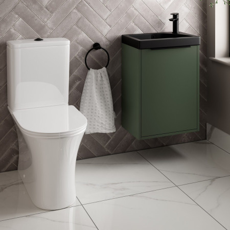 VAACTCU45G Vantara Active 465mm Wall Hung Cloakroom Vanity Unit and Basin in Dark Sage Green Lifestyle