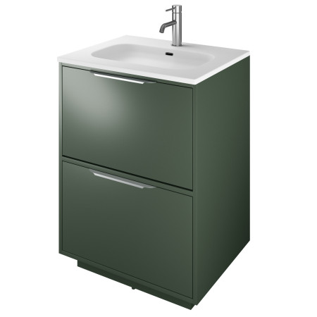 VAACTF60G Vantara Active 600mm Freestanding Vanity Unit and Basin in Dark Sage Green with Slim White Basin