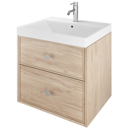 Vantara Active 600mm Wall Hung Slim Shaker Vanity Unit and Basin in Light Oak