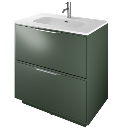 VAACTF80G Vantara Active 800mm Freestanding Vanity Unit and Basin in Dark Sage Green with Slim White Basin