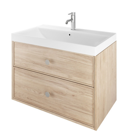 VAACTSS80LO Vantara Active 800mm Wall Hung Slim Shaker Vanity Unit and Basin in Light Oak with Deep Basin