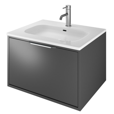 VAACT60DG Vantara Active Wall Hung 600mm Vanity Unit and Basin in Dark Grey with Slim White Basin