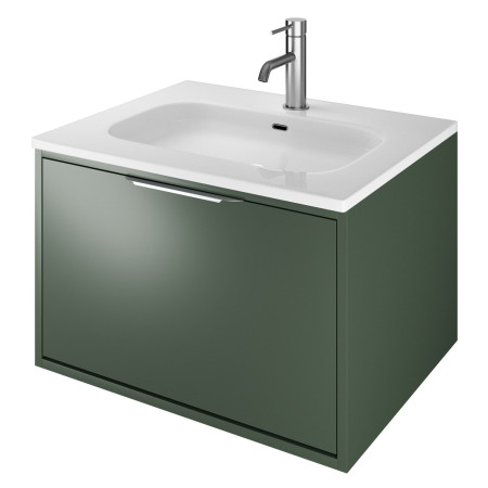 VAACT60G Vantara Active Wall Hung 600mm Vanity Unit and Basin in Dark Sage Green with Slim White Basin