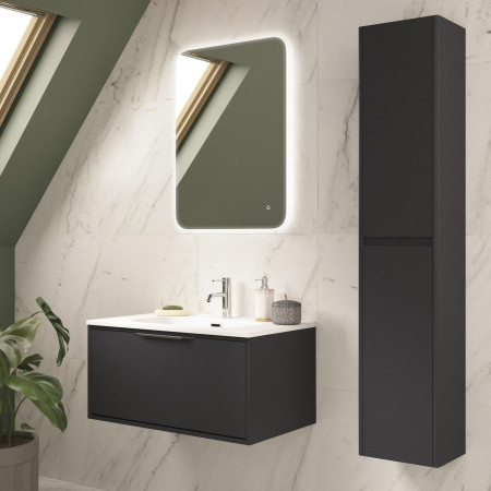 VAACT80DG Vantara Active Wall Hung 800mm Vanity Unit and Basin in Dark Grey Lifestyle