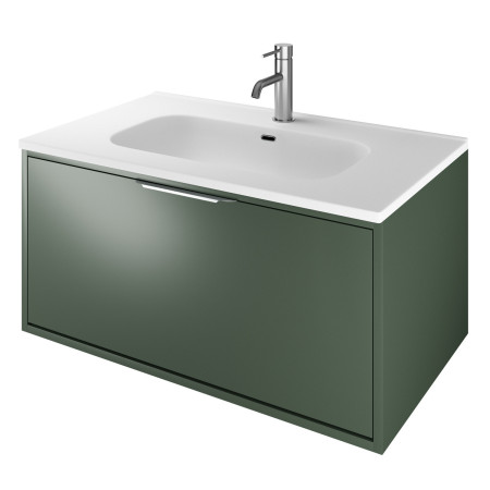 VAACT80G Vantara Active Wall Hung 800mm Vanity Unit and Basin in Dark Sage Green with Slim White Basin