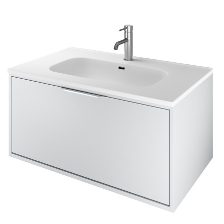 VAACT80LG Vantara Active Wall Hung 800mm Vanity Unit and Basin in Light Grey with Slim White Basin