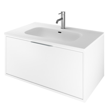 VAACT80W Vantara Active Wall Hung 800mm Vanity Unit and Basin in White with Slim White Basin