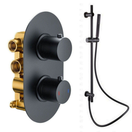 Vantara Stellar Black Concealed Thermostatic Shower Valve and Slide Rail