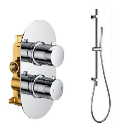 Vantara Stellar Chrome Concealed Thermostatic Shower Valve and Slide Rail