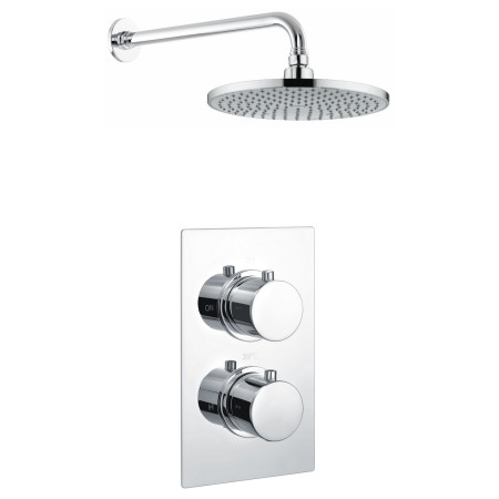 Vantara Stellar Chrome Round Concealed Thermostatic Shower Valve and Fixed Head