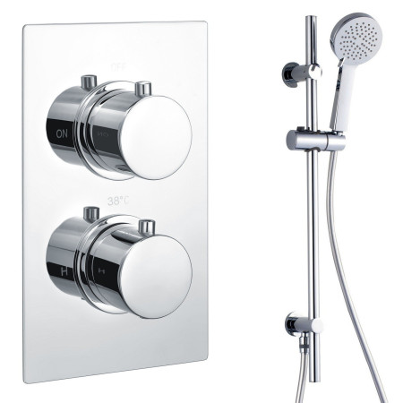 Vantara Stellar Chrome Round Concealed Thermostatic Shower Valve and Slide Rail