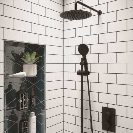 VASTLR2K Vantara Stellar Concealed Round Dual Outlet Black Shower Valve Lifestyle