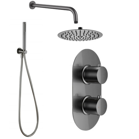 Vantara Stellar Gunmetal Grey Concealed Thermostatic Valve with Fixed Head and Handset