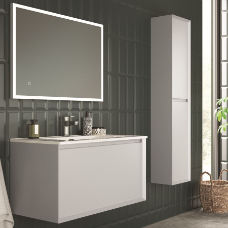 VALEOTMG Vantara Leon 300mm Wall Hung Tall Unit in Matt Mid Grey Lifestyle