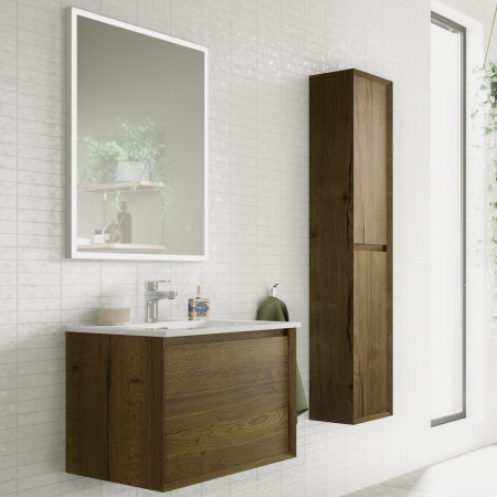 VALEOTTO Vantara Leon 300mm Wall Hung Tall Unit in Tobacco Oak Lifestyle