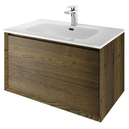 Vantara Leon 810mm Wall Hung Vanity Unit and Basin in Tobacco Oak