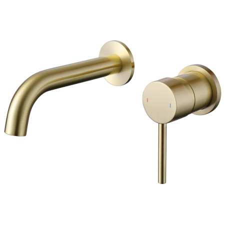 Vantara Fortune 2TH Wall Mounted Basin Mixer in Brushed Brass
