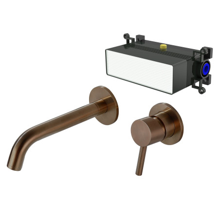 Vantara Fortune 2TH Wall Mounted Basin Mixer in Brushed Bronze