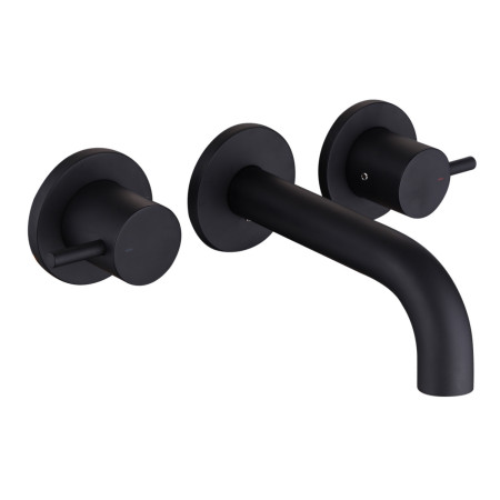 Vantara Fortune 3TH Wall Mounted Basin Mixer in Black