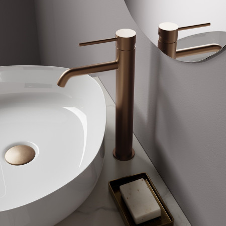 VAFTN06BB Vantara Fortune Tall Mono Basin Mixer in Brushed Bronze Lifestyle