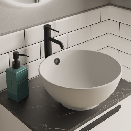 VAMAR38W Vantara Mars 380mm White Countertop Basin Lifestyle