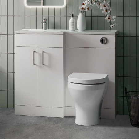 Vantara Order 1200mm Left Hand Combination Unit and Basin in Gloss White Lifestyle