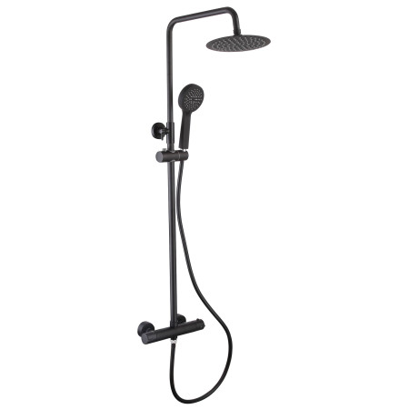Vantara Easy Bar Shower in Black with Round Fixed Head and Slide Rail