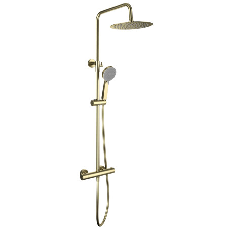 Vantara Easy Bar Shower in Brushed Brass with Round Fixed Head and Slide Rail