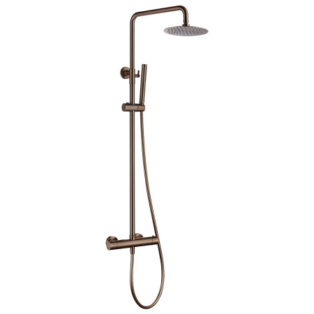 Vantara Easy Bar Shower in Brushed Bronze with Round Fixed Head and Slide Rail