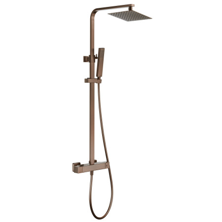 Vantara Easy Bar Shower in Brushed Bronze with Square Fixed Head and Slide Rail