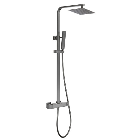 Vantara Easy Bar Shower in Gunmetal Grey with Square Fixed Head and Slide Rail
