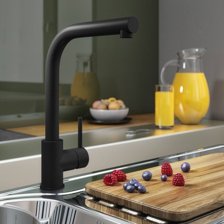 TK003K Trisen Adria Black Single Lever Pull Out Kitchen Tap Lifestyle