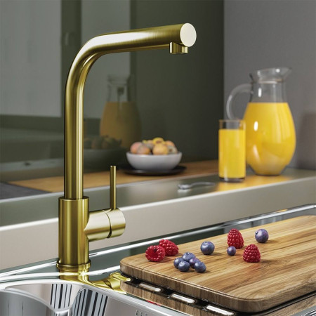 TK003BG Trisen Adria Brushed Gold Single Lever Kitchen Tap Lifestyle