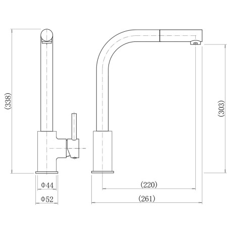 TK003BN Trisen Adria Brushed Nickel Single Lever Pull Out Kitchen Tap Line