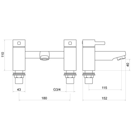 TT605 Trisen Arden Chrome Bath Filler Line