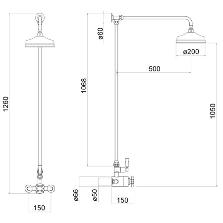 TSS107 Trisen Aspire Traditional Exposed Thermostatic Shower Set Line